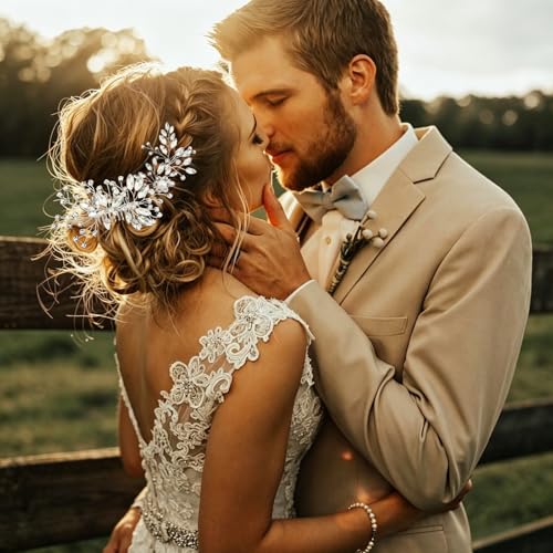 10 Pcs Silver Bridal Hair Accessories Set - Crystal Rhinestone Hair Combs U-Shaped Hair Pins for Brides Bridesmaids Elegant Wedding Hair Pieces for Women Perfect for Prom Party Bridal Shower