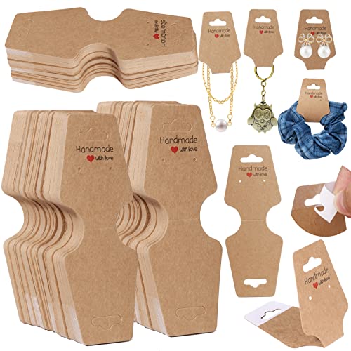 200PCS Bracelet Display Cards Necklace Holder Cards Self Adhesive Jewelry Packaging Selling Card for Small Business (Brown, 1.8x4.7 inches) - color: Brown