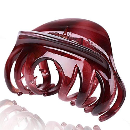 4" Large Hair Claw Clip-Acrylic Strong Holding Power Hair Clips Hairgrip for Women and Girls Hair Barrettes for For Thick Hair (C-Wine Red) - color: C-Wine Red