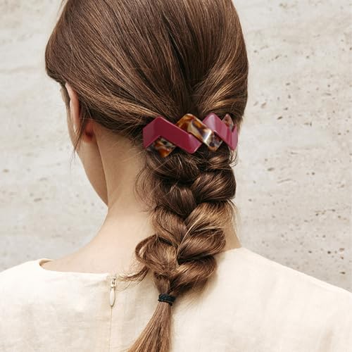 Mistofu 3.93in Large Premium Acetate Barrettes for Women - Elegant French Retro Accessories for Thick Hair Daily Wear - color: mahua25