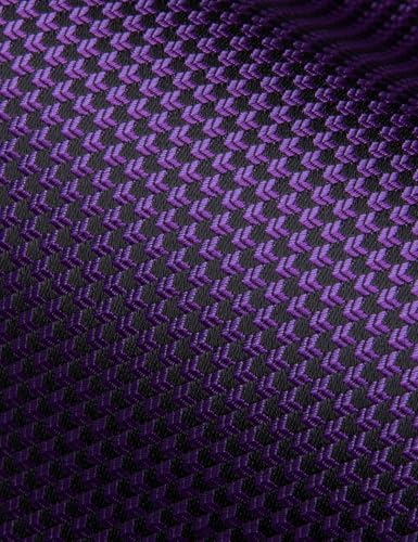 Dubulle Mens Paisley Striped Tie Woven Necktie for Men and Handkerchief Cufflinks Set Wedding Formal Business - color: Black Purple