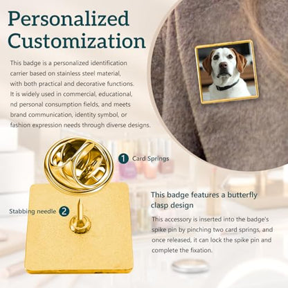 Custom Pins Custom Button Pins Customized Buttons Customized pin for Men - color: Square and Gold