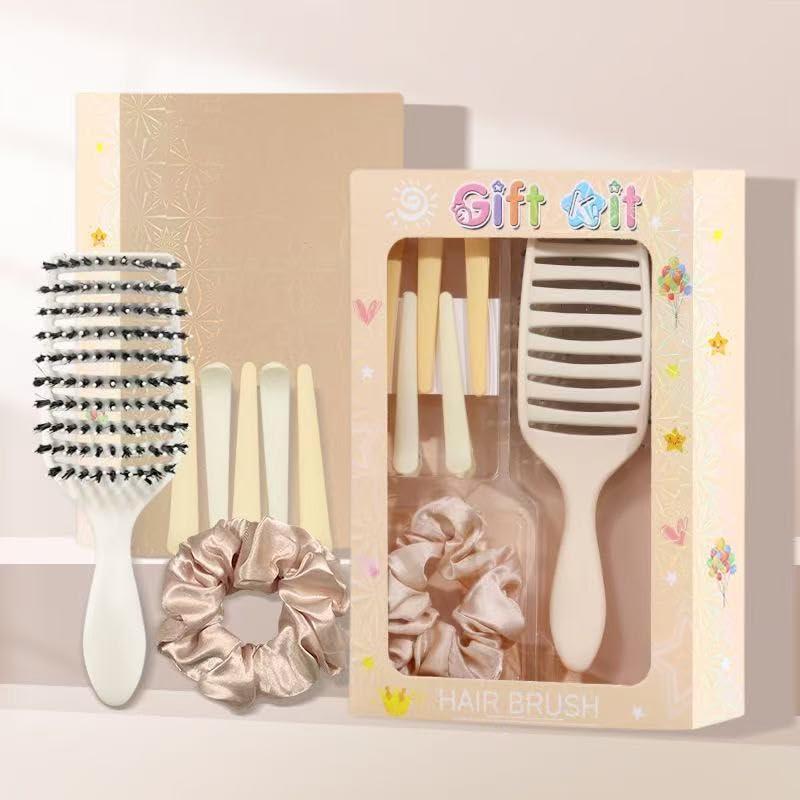 Gift Set with Hair Bomb & Scrunchies & Hairpin for Women - Hair Scrunchies No Damage for Day or Night - Make Hair Style Mane Comb NO Damage Scalp - Perfect for Birthday Gift to Send Girl