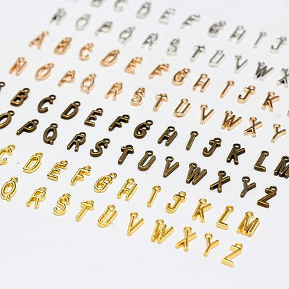 stino 200Pcs A-Z Metal Letter Charms for Jewelry Making, Capital Alphabet Initial Charms - color: 104PCs Letters Mixed Color