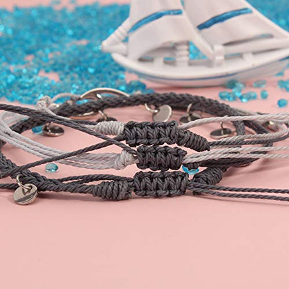 Waterproof String Anklets Cute Beaded Ankle Bracelets Beach Wave Anklet Stainless Steel Coin Boho Ankle Jewelry for Women - color: Grey