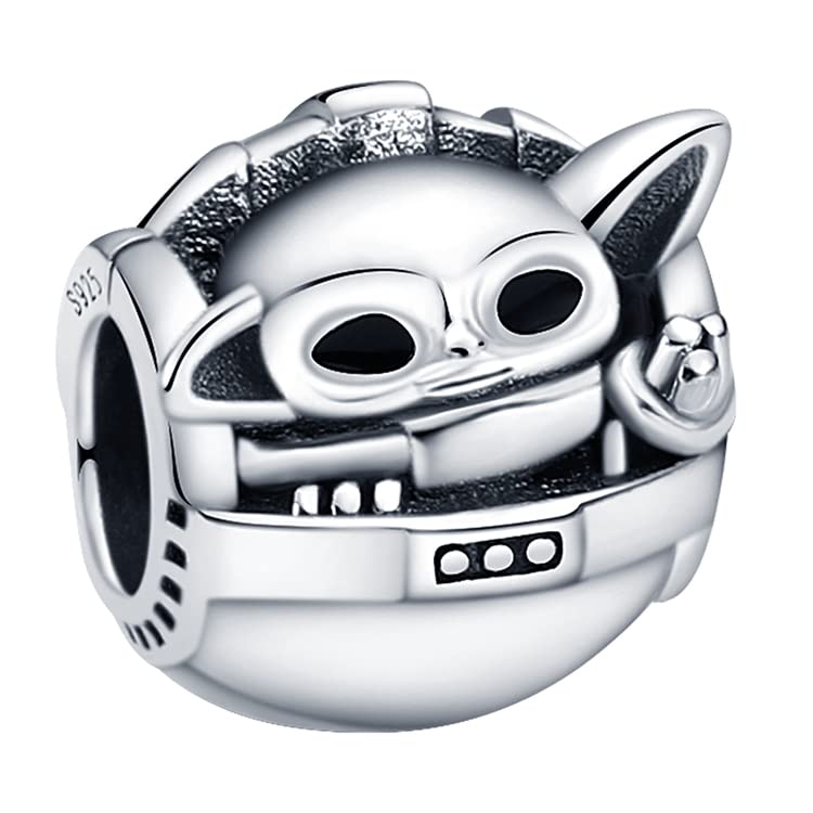 LIGHTDOG 925 Sterling Silve Charms fits Pandora Bracelets Necklace,5A Zircon Dangle Pendant Bead,Mother's Day Gift Jewelry Beads for Women - style: The Child,Yoda Charm