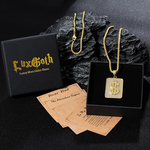 Stainless Steel Gothic Y2K Punk Rock Emo Biker Pendant Necklace | Cosplay Vintage Viking Alt Edgy Fashion Charm Necklace Jewelry for Men Women Active Daily Wear - style: Dollar Rhinestone