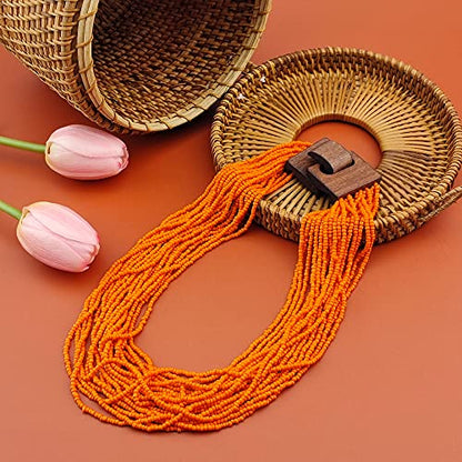 Coiris Beaded Strand Necklace for Women Boho Chunky Beaded Strand Necklace Bohemian Summer Beach Necklace Jewelry for Women(N0059-Black) - color: Orange
