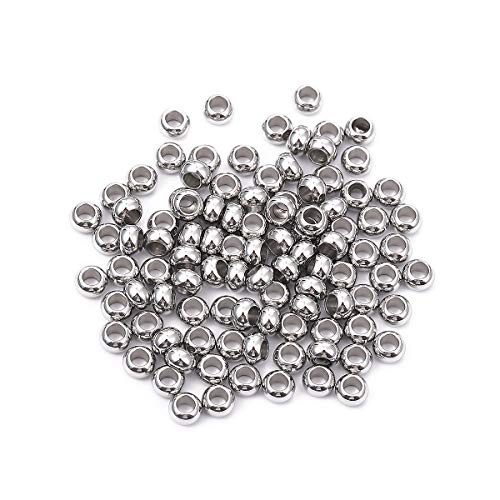 Stainless Steel Spacer Beads 5x3mm Rondelle Loose Charm Caps Beads for DIY Jewelry Making 100pcs with 2.5mm Hole - color: 5x3mm 2.5mm