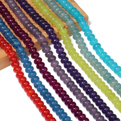 Songxi 5x8mm Natural Blue-Green Chalcedony Stone Rondelle Beads, 75PCS Spacer Round Loose Abacus Beads for Jewelry Making, Gemstone for Bracelet Necklace Earrings, Arts and Crafts - color: Blue-Green Chalcedony