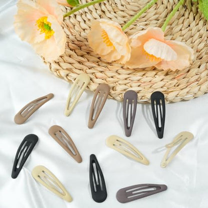 24pcs Snap Hair Clips, 2'' Matte Hair Clip, Nonslip Hairpin Accessories for Women Girls, Metal Barrettes, Neutral Color - color: 2'' Matte Neutral