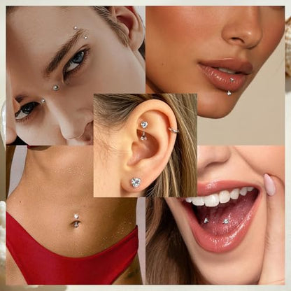 G23 Titanium Rook Piercing jewelry 16G Eyebrow Rings Curved Navel Barbell | Internally Threaded Dainty Helix Earrings Curved Barbell Small Belly Button Rings for Women - color: C, size: Length:8mm