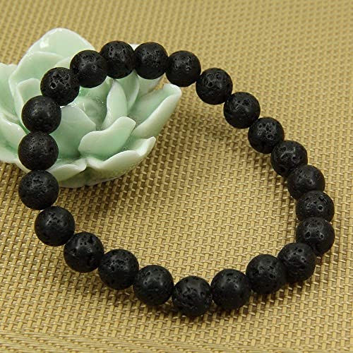 Angelstones Gemstones 8mm Round Beads Healing Crystal Bracelet for women | Natural Gemstone, Handmade Gifts for Women, Healing Crystal Round Beaded Stretch Bracelets, Unisex Jewelry for Women and Men - color: Lava