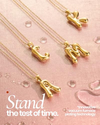 DoDoBeads Stainless Steel Initial Necklace, Waterproof 18K Gold Plated Necklace, Non-Tarnish Chunky Monogram Jewelry Gifts for Women, Mothers Day Gift - style: N