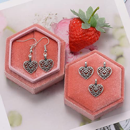 Weyuley 100pcs Antique Silver Plated Hollow Lovely Heart Charms Pendant DIY Bracelets Necklace Jewelry Making Craft Wholesale 16mmx14mm(A285)