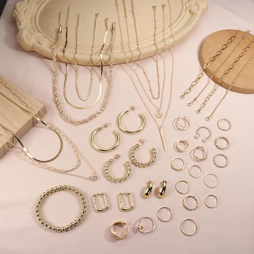 FASACCO Gold Jewelry Sets for Women Trendy Gold Necklace and Bracelet Set Dainty Jewelry Pack