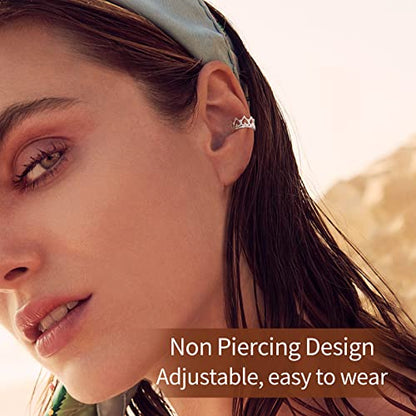 ChicSilver 925 Sterling Silver Ear Cuff Earrings Non Piercing Clip on Cartilage Cuff Earrings for Women - style: I: Crown