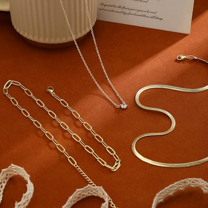 Coshilta Layered Gold Necklaces for Women, 14K Plated Gold Sterling Silver Plated Dainty Pendant Necklace Set with Cubic Zirconia,Stackable Chain Choker,Trendy Personalized Jewelry Gift Non Tarnish - style: C-N0545-CZ