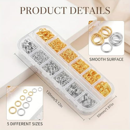 1200 Pcs Jump Rings for Jewelry Making, Open Jump Rings with Pliers, Tweezer and Lobster Clasps for Necklace Repair and Bracelet Making (Silver and Gold) - color: Silver and Gold