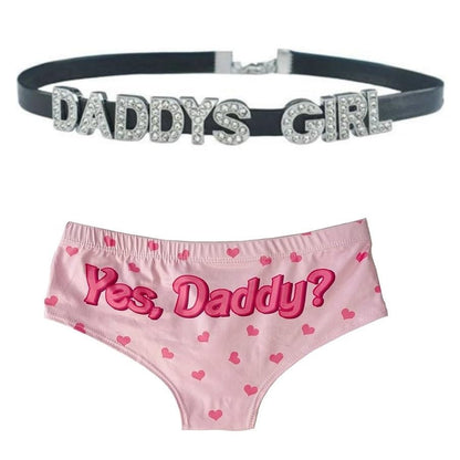 Rhomba DADDY'SGIRL Sexy Choker Necklace for Women | Sexy Matching Couple Cosplay Lingerie, Cute Kawaii Rhinestone, PU Faux Leather Collar, Lover's Bikini Jewelry