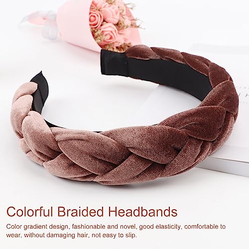 DRESHOW Braided Headbands for Women Velvet Hair Hoop Elastic Criss Cross Hair Bands Accessories - color: 01 Pc Velvet Braided: Brown