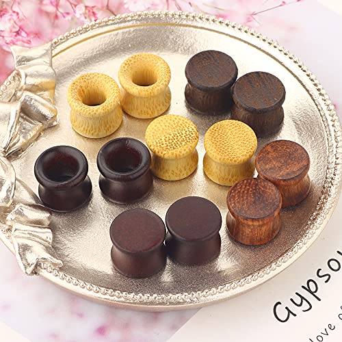 12pcs Wooden Gauges For Ear Nature Wood Tunnels Earrings Plugs Vintage Body Piercings Saddle Stretchers Set 2G-20mm - style: #1 10mm=00g