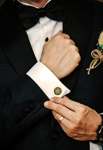 Cufflinks for Men Delicate Stainless Steel Wedding Business Cufflinks Gifts for Groom Husband French Shirt Accessories - style: Geometric-Gold
