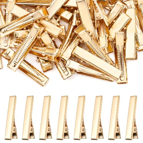 50Pcs Alligator Hair Clips for Hair Bows, 1.8in Gold Metal Hair Clips | Hairdresser Clips in Bulk DIY Supplies for Accessory Making, sticking bows,Hair Curlers, Salon Grips, DIY Hairpins