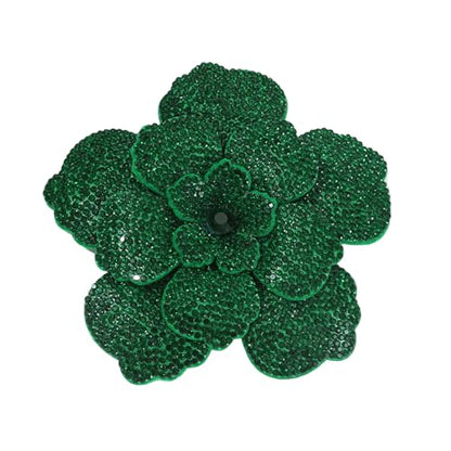 Rhinestone Flower Brooch Pin for Women Men Elegant Sparkly Crystal Camellia Floral Lapel Pins Shawl Dress Suit Clothes Accessories Wedding Party Fashion Jewelry 105mm - color: Green