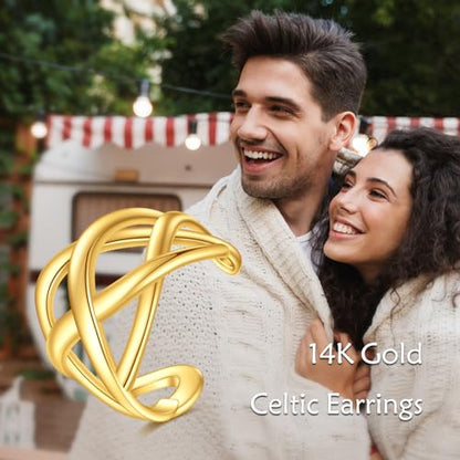 KECHO 14K Gold Ear Cuff Earrings Hypoallergenic Non Piercing Cartilage Earring Jewelry Gifts for Women - style: Celtic Knot