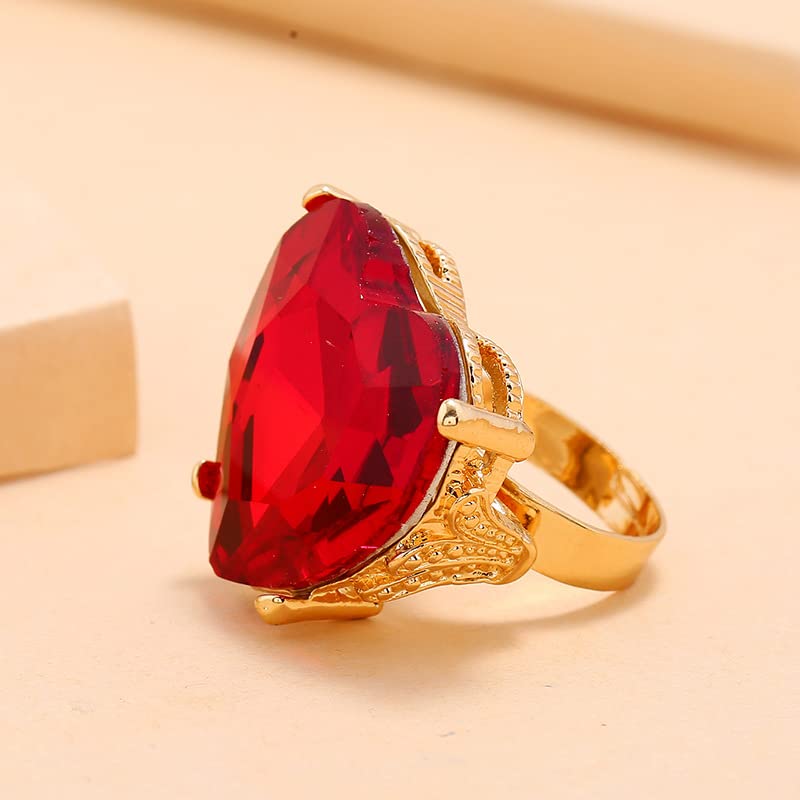 Mnyixsi Fashion Multi Color Big Crystal Heart Ring for Women, Open Adjustable Design Colorful Thick Heart Wedding Statement Ring, Shiny CZ Crystal Love Romantic Engagement Promise Ring Style 2 - color: Style 2