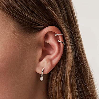 PAVOI 14K Gold Plated CZ Ear Cuff Earrings for Women, Clip On Cartilage | Hypoallergenic Huggie Ear Cuffs with Cubic Zirconia - style: Thin CZ