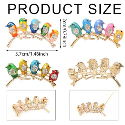 Honbay 3PCS Colorful Little Birds Brooch Pins Enamel Alloy Sparkling Rhinestones Cute Animal Birdie Brooches Little Birds Breastpin Lapel Pins Hat Scarf Shawl Sweater Cardigan Clips