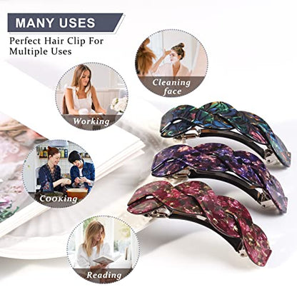Mistofu Women's Hair Barrettes - Elegant French Retro Accessories for Thick Hair Daily Wear (3pcs Large) - color: mahua10