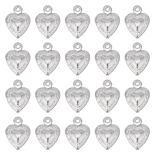 SUNNYCLUE 1 Box 100Pcs Stainless Steel Heart Charms Hearts Charm Love Small Double Sided Puffy Valentine Mother's Day Charms for Jewelry Making Charm Necklace Bracelet Earrings DIY Supplies 12x9mm - color: 1 Box 100pcs Puffy Heart Charms