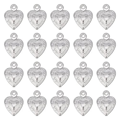 SUNNYCLUE 1 Box 100Pcs Stainless Steel Heart Charms Hearts Charm Love Small Double Sided Puffy Valentine Mother's Day Charms for Jewelry Making Charm Necklace Bracelet Earrings DIY Supplies 12x9mm - color: 1 Box 100pcs Puffy Heart Charms