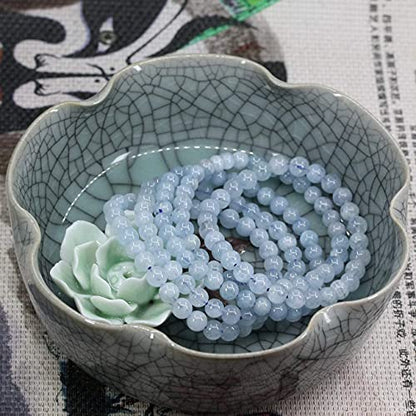 Angelstones Gemstones 6mm Round Beads Healing Crystal Bracelet for women | Natural Gemstone, Handmade Gifts for Women, Healing Crystal Round Beaded Stretch Bracelets, Unisex Jewelry for Women and Men - color: Aquamarine