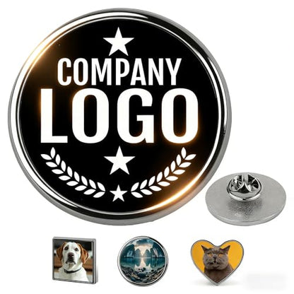 Custom Pins with Logo - Customized Buttons for men Women Customized pin - color: Round and Silver