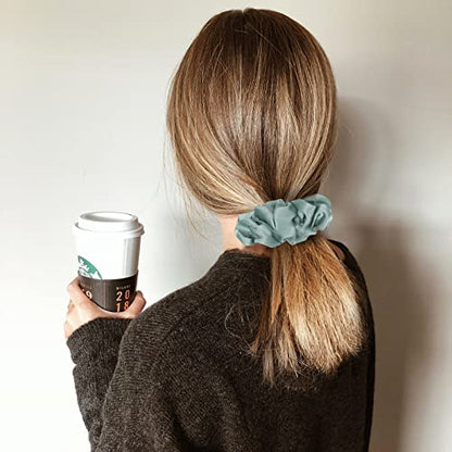 Lolalet Scrunchies for Women, Satin Hair Scrunchies Softer Than Silk Hair Ties for Hair Sleep, Big Scrunchy Ponytail Holder with Elastic Hair Bands for Girls Thick Thin Curly Hair -6 Pack, Style B - color: 4 - Satin/Purple, Green, White, Khaki, Brown, Bla