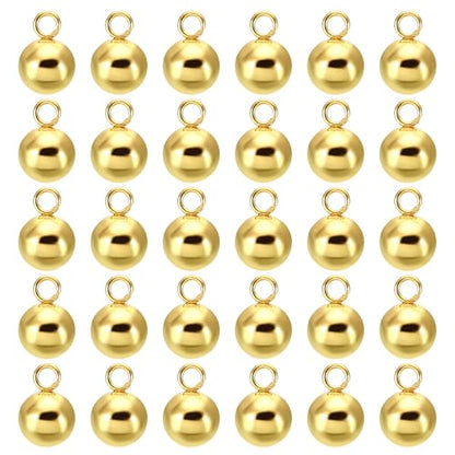 PATIKIL 50pcs Steel Bead Charm, Stainless Steel Ball Bracelet Charm Pendants Metal Round Beads Small Bulk for Jewelry Making - color: Gold Tone, size: 6mm