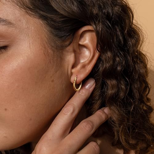 14K Gold Hoop Earrings, Huggie Hoop Earrings for Women, Hypoallergenic Lightweight Small Hoop Earring for Womens 14mm/16mm/18mm - color: 18mm