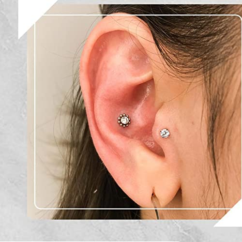 16G Monroe Lip Piercing Jewelry Labret Studs Tragus Hoop Earrings Nose Piercing Flat Back Helix Earring - color: rose gold, size: 16G*6mm