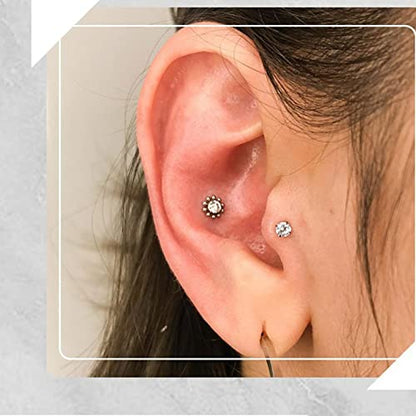 16G Monroe Lip Piercing Jewelry Labret Studs Tragus Hoop Earrings Nose Piercing Flat Back Helix Earring - color: rose gold, size: 16G*6mm