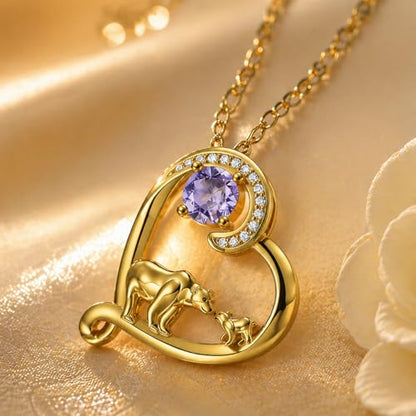 18K Gold Plated Mama Bear/Elephant Necklace for Women Birthstone Necklace Mothers Day Jewelry Gifts for Mom Wife Her - color: Bear