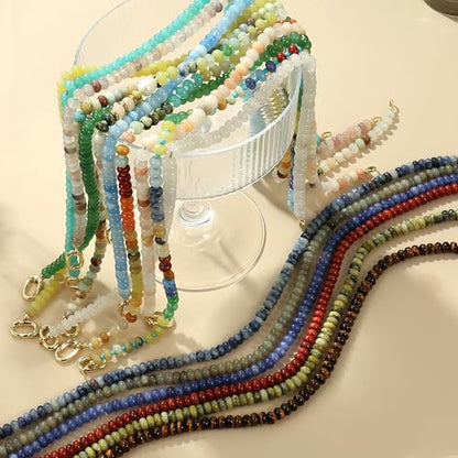 CONRAN KREMIX Colorful Stone Beaded Necklace for Women,Natural Gemstone Bead Choker Necklaces Boho Summer Beach Layering Necklace Jewelry Gift for Women - color: Colourful-B