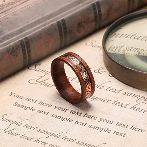 King Will Wood Wedding Band Wood Inlay for Men - color: Dragon-8mm
