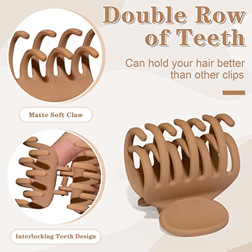 1.6" Matte Small Double Row Teeth Hair Clips for Women Hair Claw Clips | Nonslip Strong Hold Jaw Clamps for Thin, Fine & Thick Hair - color: Neutral Color