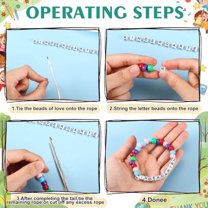 Tondiamo 24 Sets Kinder Back to School Gifts Friendship Bracelet Making Kit for Students Include Our Class is a Family Greeting Cards Beads Strings Bags DIY Kit for First Day of School Classroom - style: Kinder