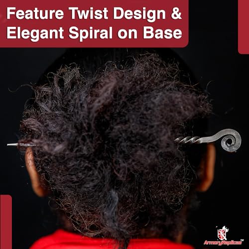 Armory Replicas Charming Countess Everyday Wear Forged Iron Twisted Spiral Design Medieval Hair Stick - Exquisite Gifts for Her, Perfect Renaissance Faire Accessory - style: Design6