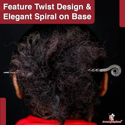 Armory Replicas Charming Countess Everyday Wear Forged Iron Twisted Spiral Design Medieval Hair Stick - Exquisite Gifts for Her, Perfect Renaissance Faire Accessory - style: Design6